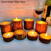3pcs Nordic Style Wooden Candlestick Base For Bedroom Room Candle Tree bark wooden candle holder Tree Stump Candlestick Ornament