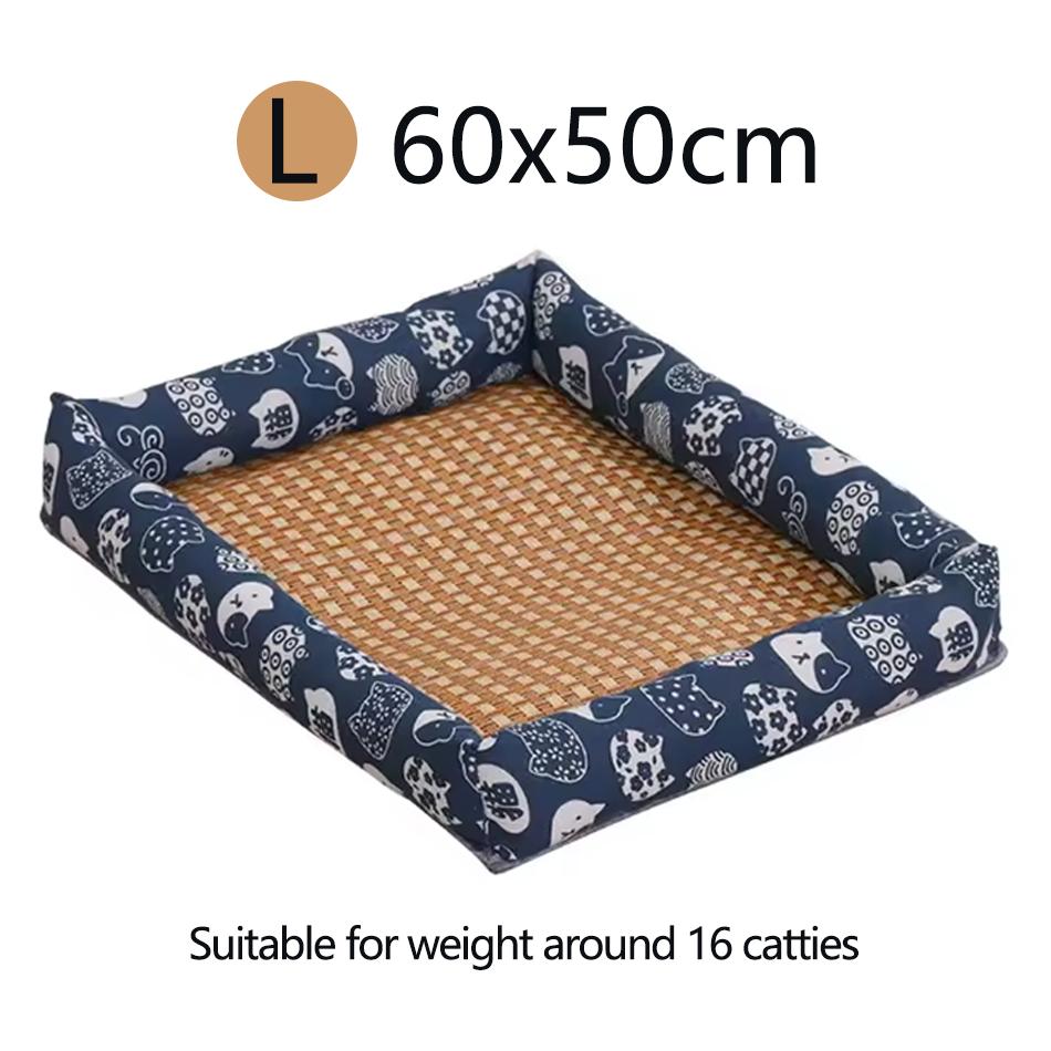 Hot Summer Cat Nest Pet Cooling Mat Dog Cooling Sofa Breathable Pad Moistureproof Rattan Wear Cat Puppy Basket Mats Cama Para
