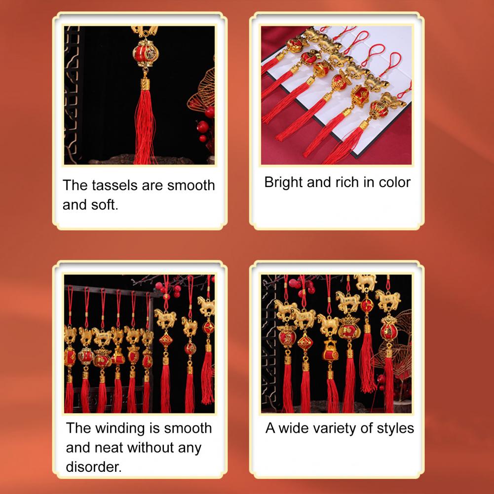 2026 Horse Hanging Ornament Chinese New Year Horse Lucky Charm Red Tassel Feng Shui Pendant For Car Tree Lunar New Year Wealth