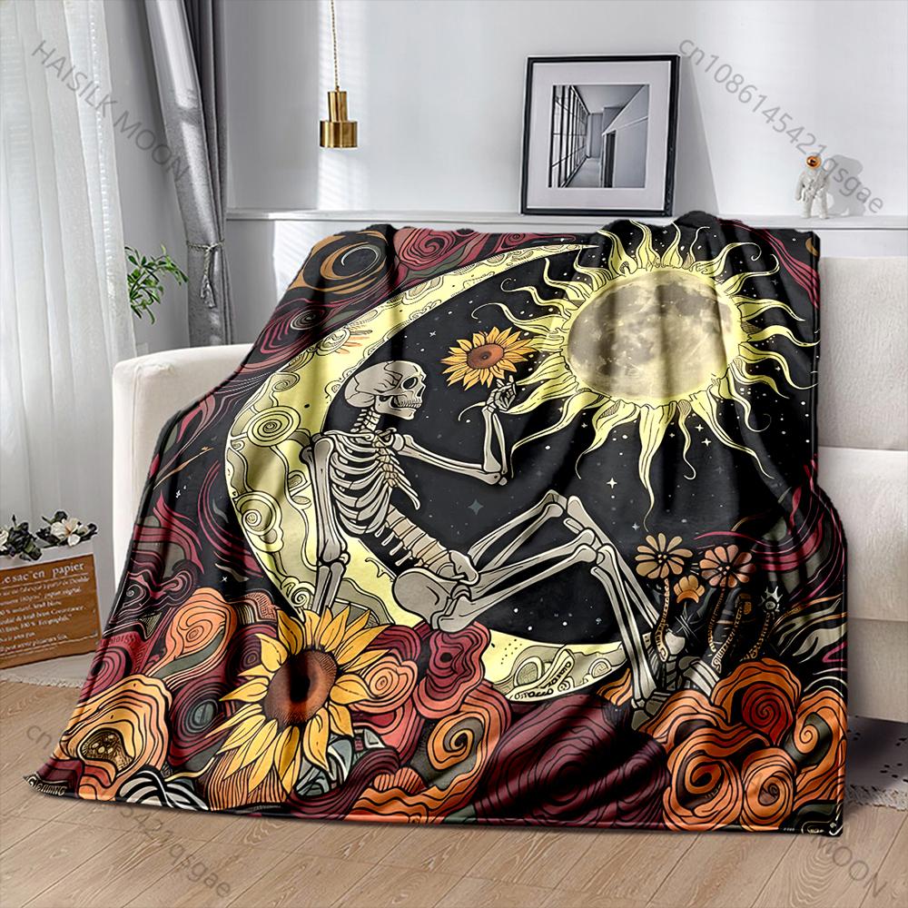 

Skull Moon Sun Art Print Blanket Warm Soft Fluffy Kids Adult Luxury Gifts for Sofa Bed Home Outdoor Travel Camping Blanket 75x100cm