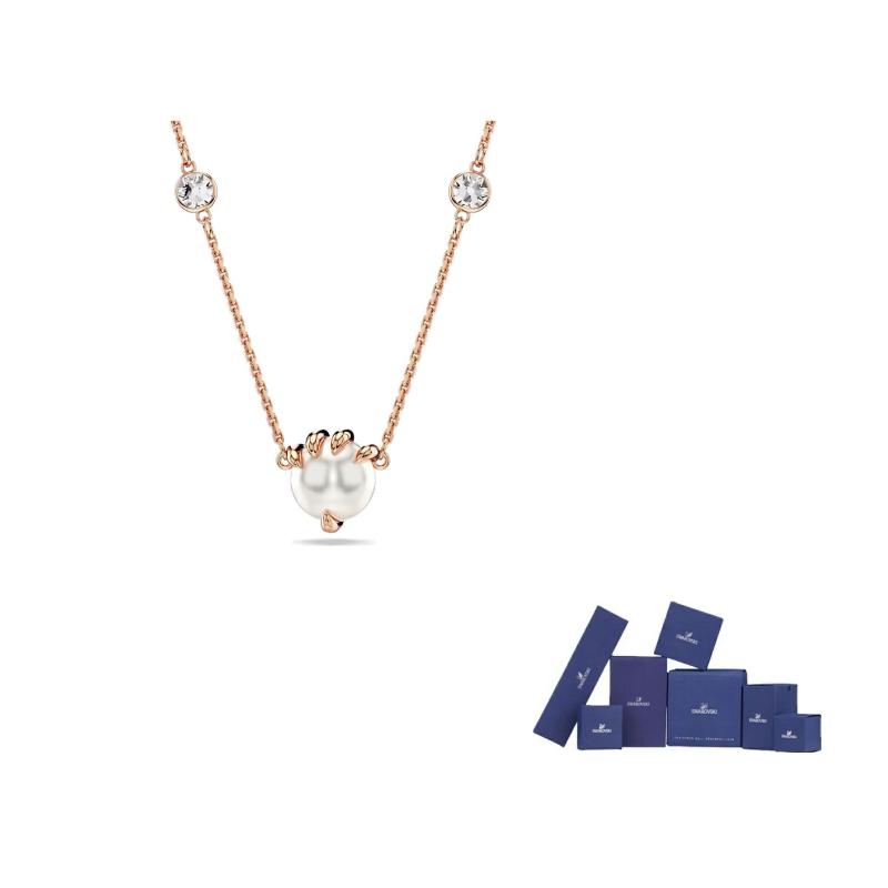 Swarovski DRAGON PHOENIX Faux Crystal, Rose Gold Tone Plated, Faux Pearl Necklaces Womens Rose Gold F-Original brand box розового золота