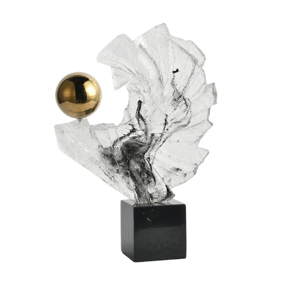 Resin Sculpture with Gilded Highlight Contemporary Decorative Statue Artistic