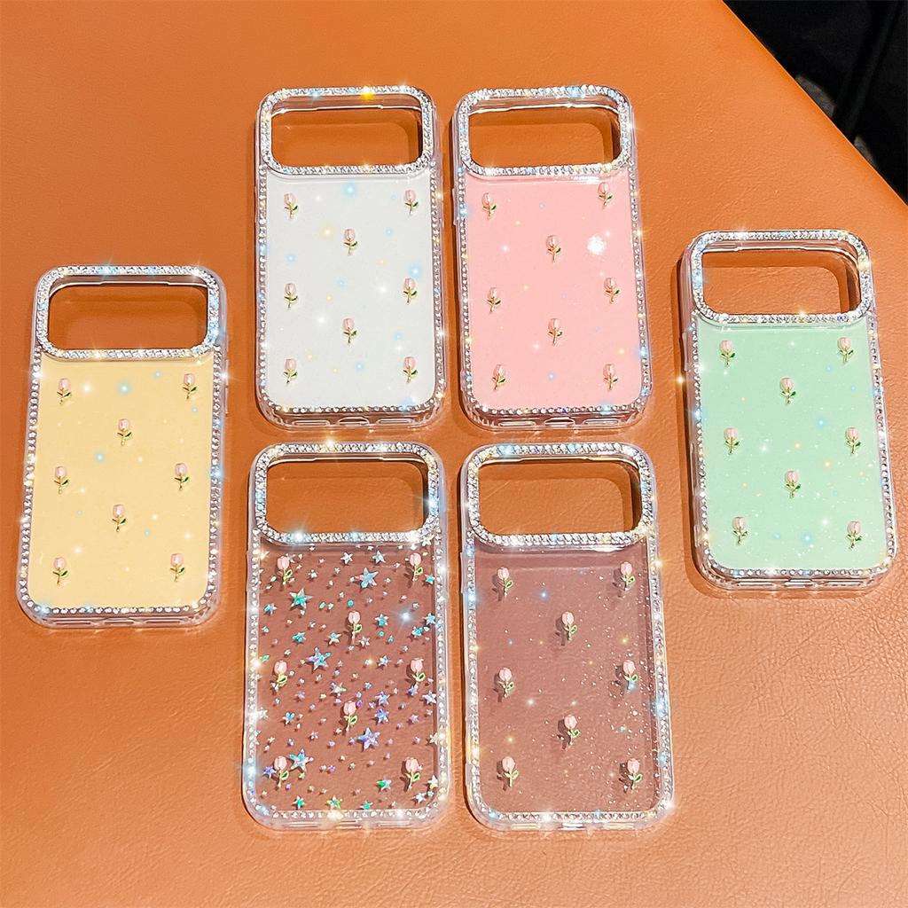 Handmade Sparkly Diamond Tulip IMD Phone Case, Compatible with iPhone 13-17 Series