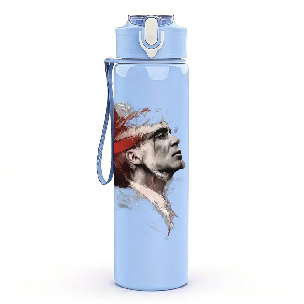 1PC Retro Male Red Cap Grayscale Portrait Print 750ml Portable Sports Water Bottle Leakproof Gym Outdoor Travel Drink Cup