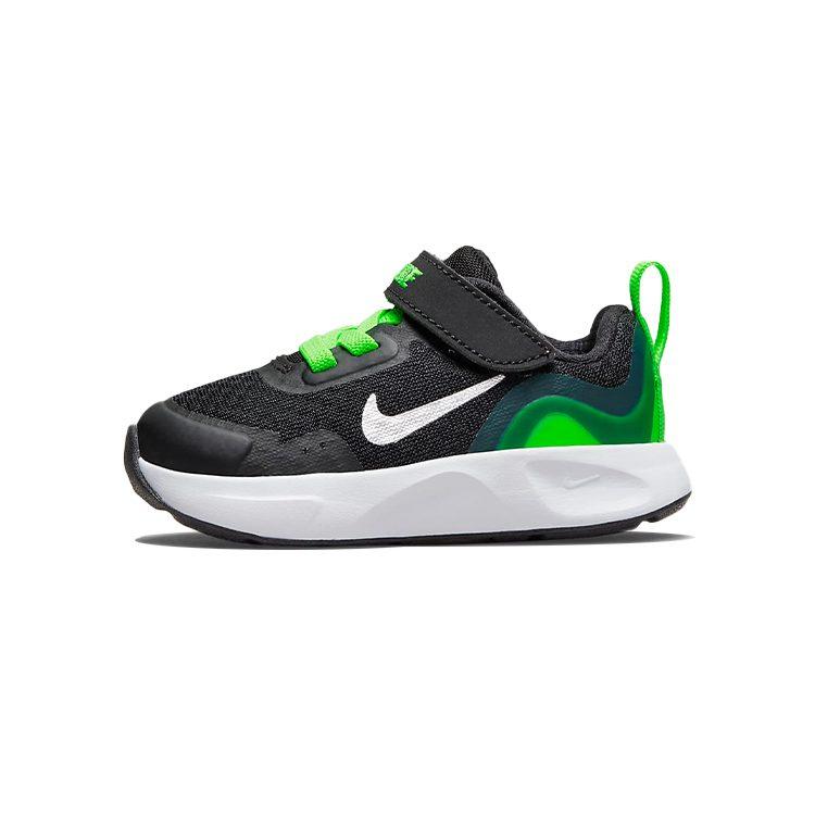 Nike Wearallday Synthetic Leather Low top Toddler Shoes Black Green Infant And Toddler CJ3818-015