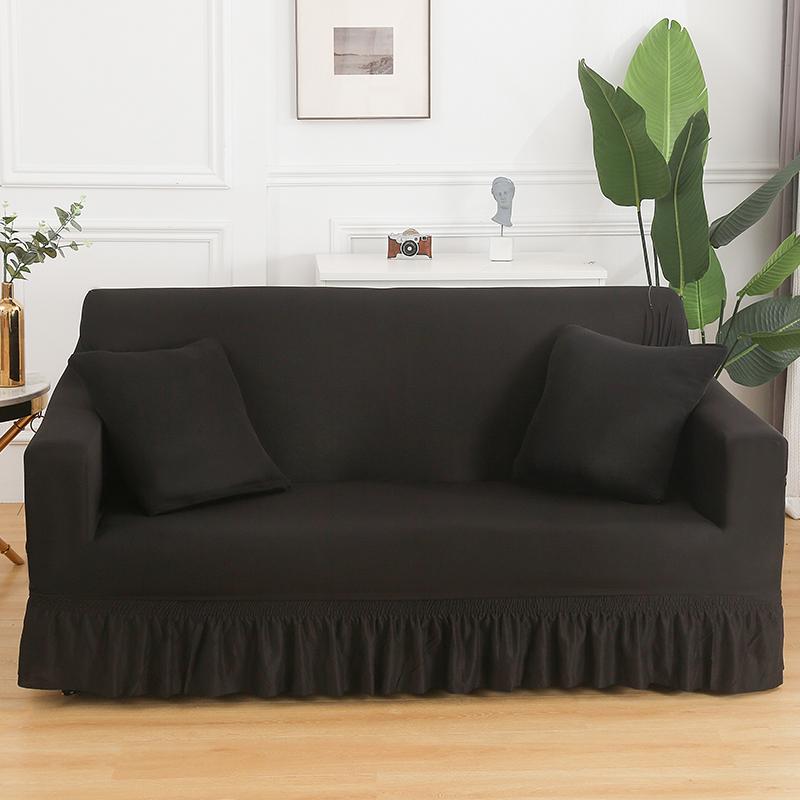 High Elastic Stretchable Cushion Couch Sofa Cover with Skirt Seersucker Sofa Slipcover Easy Fitted  Furniture Protector