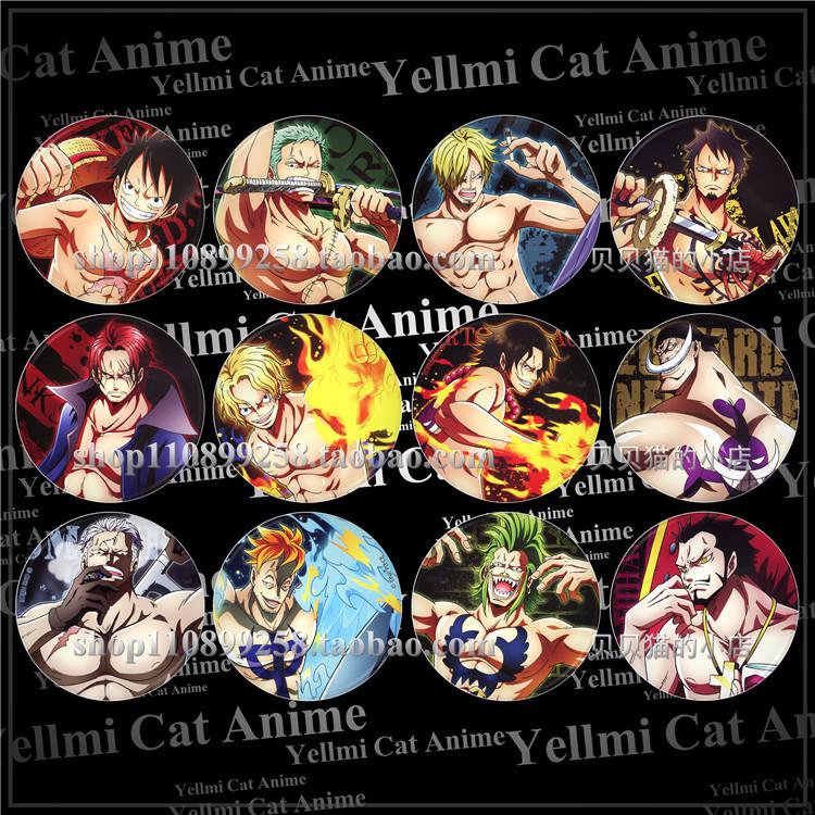 One Piece Anime Badge Set Luffy Red Hair Shanks Hawk Eye Law Ace Sabo Anime Pin Brooch Collection For Fans Merchandise