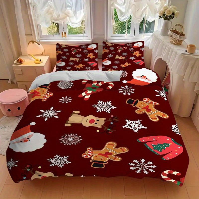 3pcs Christmas Bedding Set, Suitable for Bedroom Decoration, (Includes 1 Duvet Cover And 2 Pillowcases, Quilt Not Included) Yy250822162