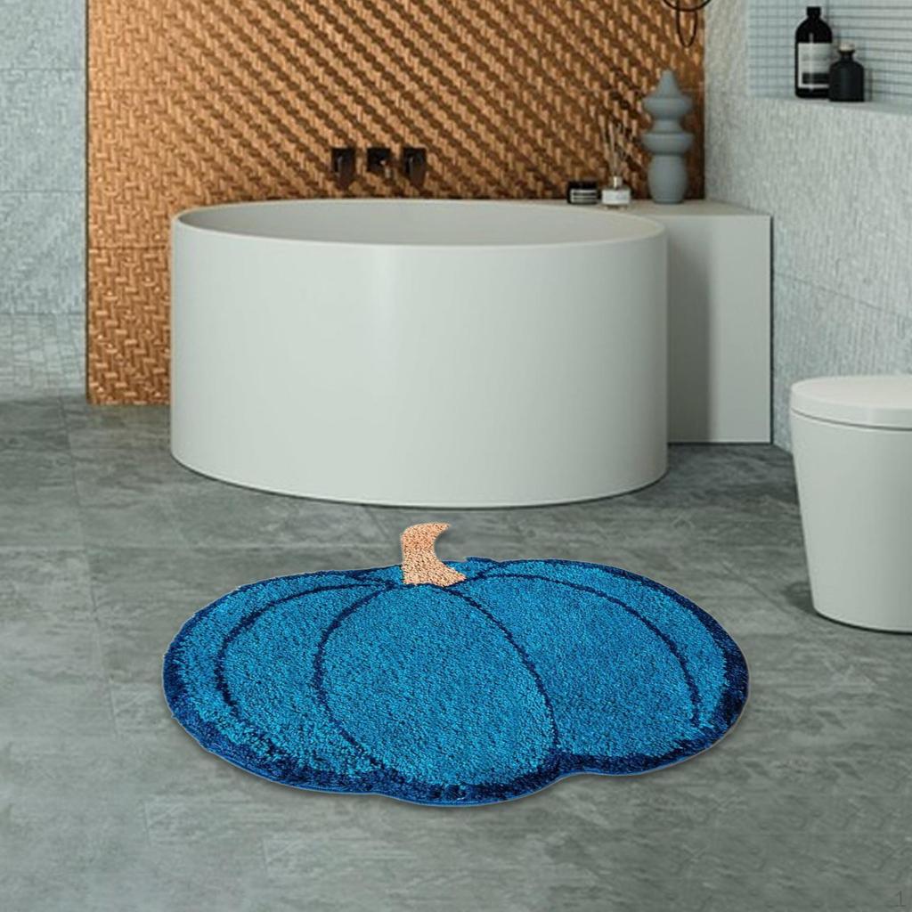 Pumpkin Floor Mat Bath Dry Fast Non Slip Water Absorbent Decorative Rug for Bathroom Tub and