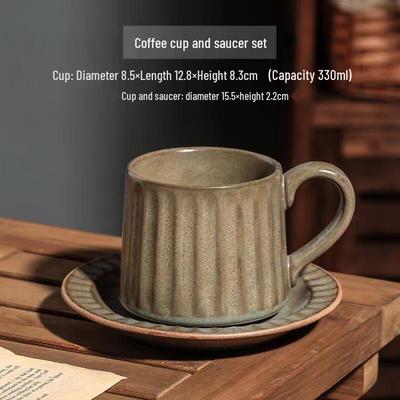 HANDUNYOU Retro Ceramic Coffee Cup & Saucer Set