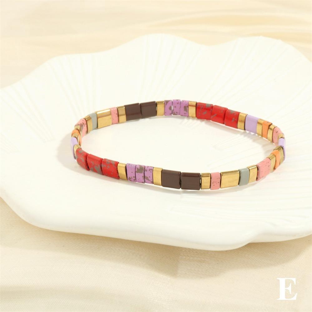 Geometric Type Elastic Bracelet Colorful Stackable Bracelet Fashion Tila Beads Bracelet  Women
