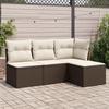 Vidaxl 4-Seater Garden Lounge Set, Cushions, Brown Rattan Pe