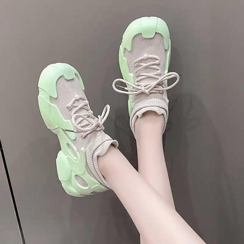 Fashion Big Sole Thick Heeled Home Women Woven Elderly Sneakers Sports Shoes Basketball Wide Fit Due To Affordable Price Shose