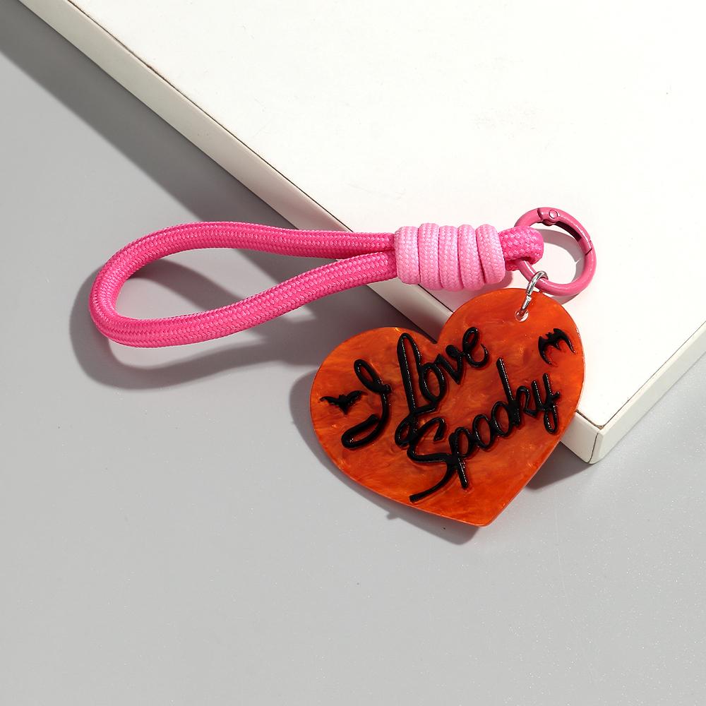 

1PC Halloween I LOVE SPOOKY Heart Shaped Keychain for Women Men Gothic Acrylic Love Keyring Phone Bag Charms Accessories Gifts оранжевый