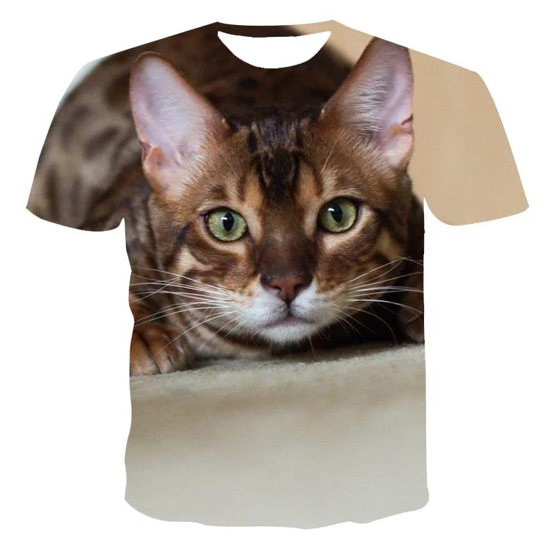 

New Summer 3d Printing Cute Cat Short-sleeved Shirt Men 6XL