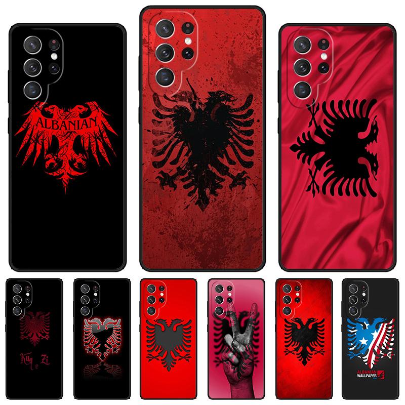 Albania Flag Eagle Phone Case For Samsung Galaxy S24 S25 S23 S22 Ultra Note 10 20 Plus S20 S21 FE Cover