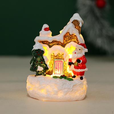 Christmas Figurine Village House Statue Artwork Collection Resin Sculpture Decoration for Desktop