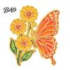 Butterfly Lapel Pin Enamel Flower Brooch Pin, Floral Badge for Women, Inscet Shaped Coats Sweaters Scarves Alloy