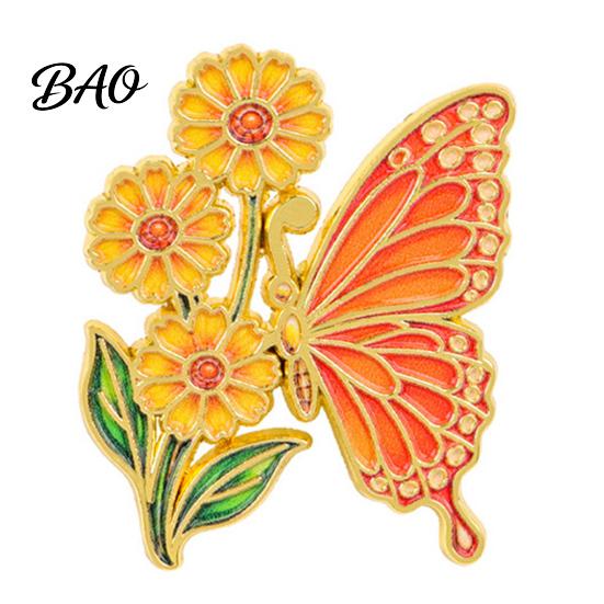 Butterfly Lapel Pin Enamel Flower Brooch Pin, Floral Badge for Women, Inscet Shaped Coats Sweaters Scarves Alloy