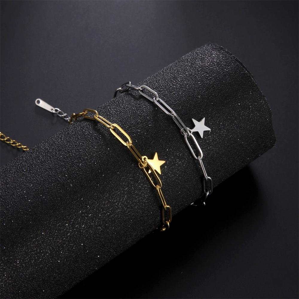 Cazador Stainless Steel Trendy Star Charm Double Chain Bracelet for Women Bracelets on Hand Jewelry 2025 Birthday Gift Wholesale
