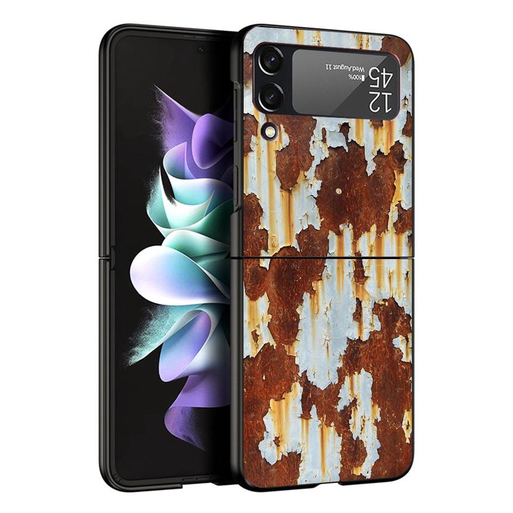 Vintage Industrial Style Rusty Pattern Case For Samsung Galaxy Z Flip 7 6 5 4 3 Z Flip7 Flip6 Flip5 Flip4 5G Phone Cover Flip3 F