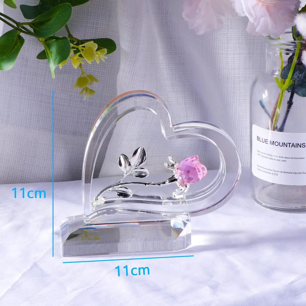A popular birthday gift for mothers, wives, and girlfriends. [Authentic] K9 Crystal Heart-Shaped Rose, Never Withers (Pink)