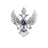 Retro Double-headed Eagle Russian National Emblem Brooches Antique Gold Color Crystal Badge Lapel Pin Women Men Clothes Suit Jewelry Clips