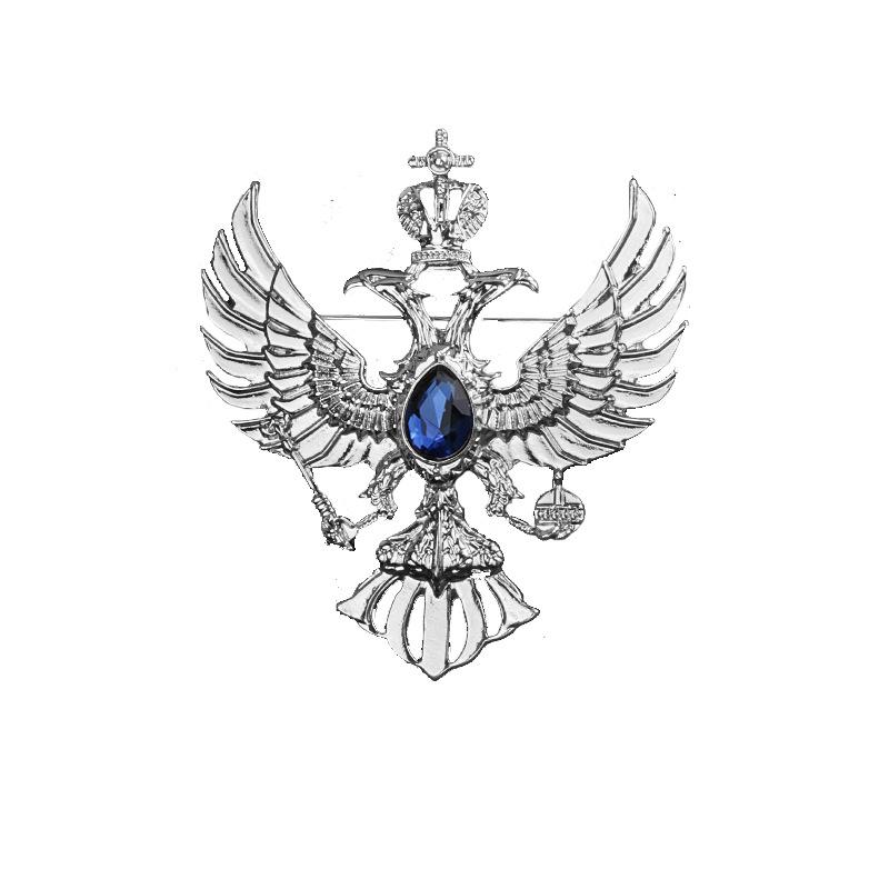 Retro Double-headed Eagle Russian National Emblem Brooches Antique Gold Color Crystal Badge Lapel Pin Women Men Clothes Suit Jewelry Clips