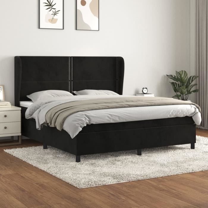 3129167 vidaXL Divan-lit Tapissier Avec Matelas Noir 180x200 Cm Velours