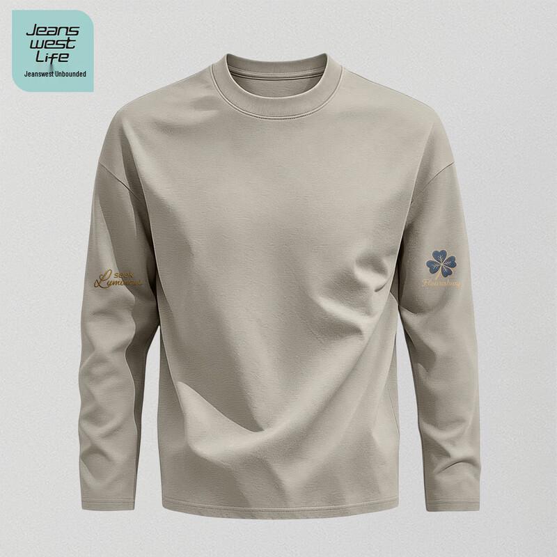 Jeanswest Life Men's Loose Fit Cotton Crewneck Long-Sleeve Tee