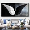 Czarno-białe skrzydła anioła obrazy na płótnie obrazy na ścianę nowoczesne płótno artystyczne plakaty i reprodukcje ścienne do wystroju domu