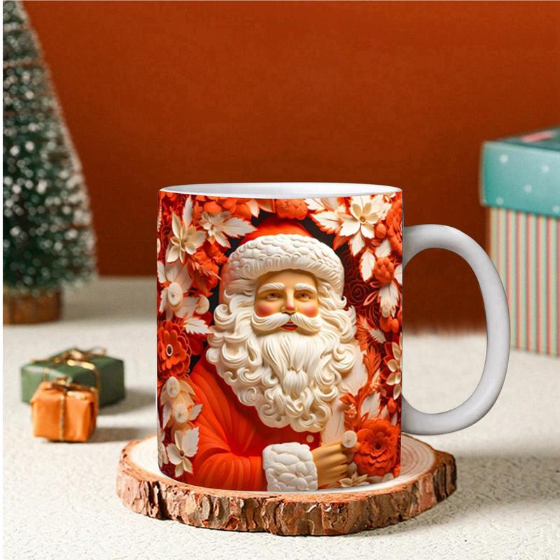 3D Christmas Ceramic Mugs Cute Mugs With Flat Painted Santa Claus Novelty Coffee Mug In Ceramic 11oz Coffee Milk Tea Lovers Gift