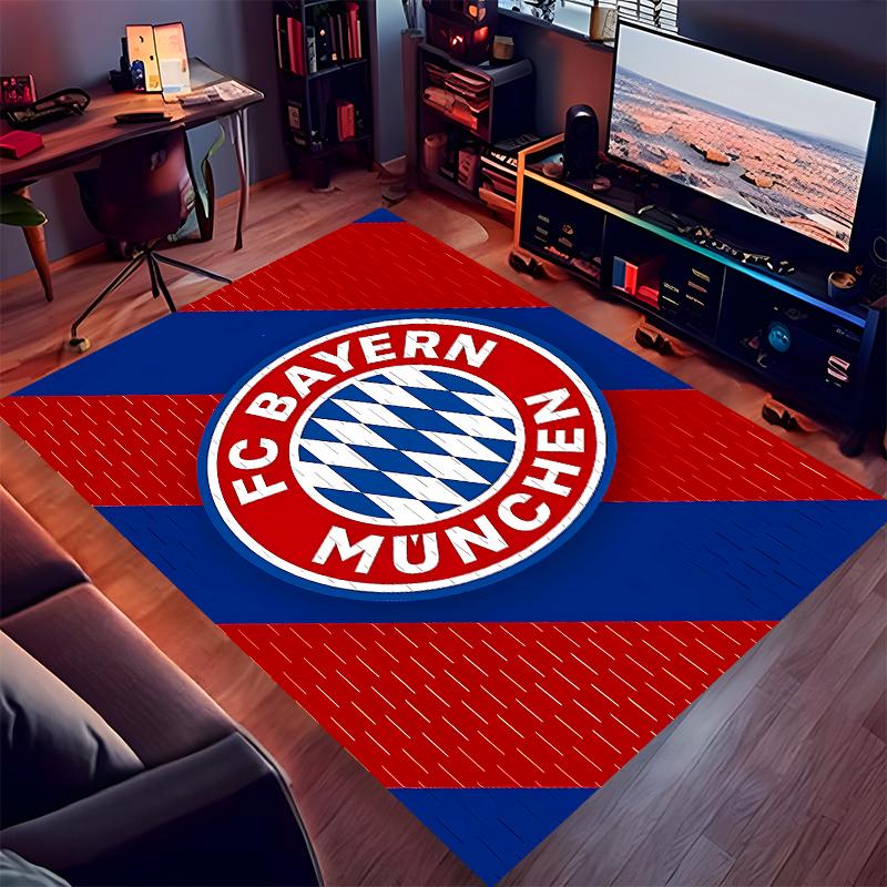 1pc FC Bayern München logo Print Area Rug - Soft,Washable Non-Slip Indoor Mat for Office Chairs,Living Room,Home Office Decorative Rug