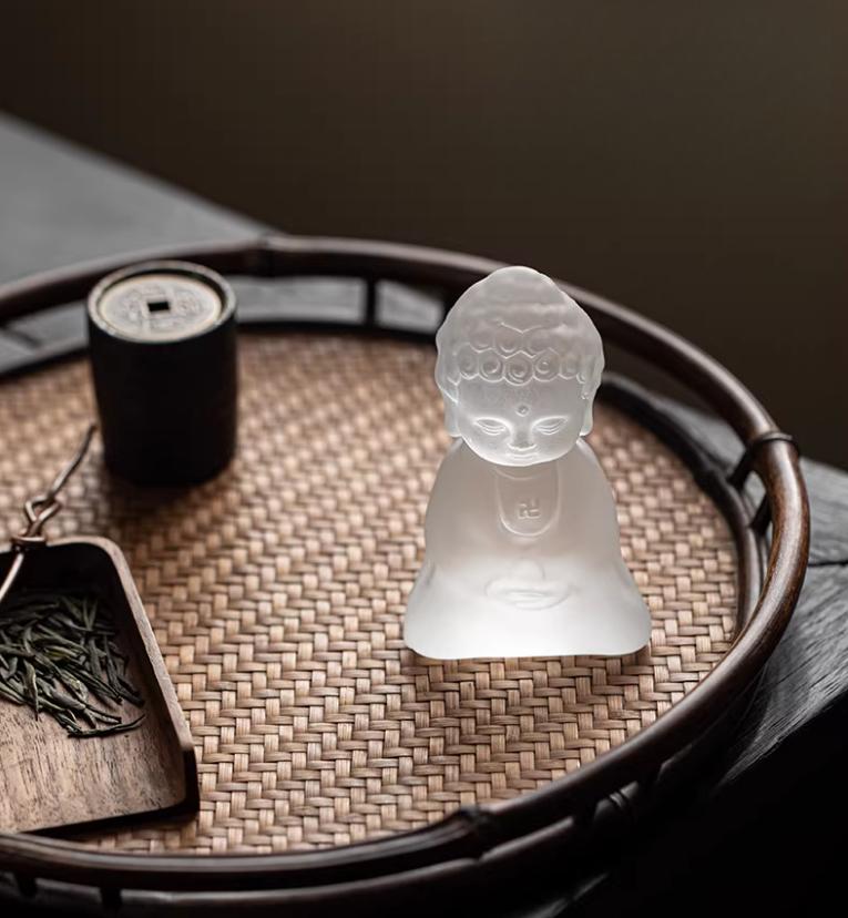 Little monk tea pet ornament Zen inspired glass Buddha statue Kung Fu tea set tea tray tea ceremony accessories