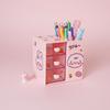 Mignon Organisateur de Pot à Crayons Dessin Animé pour Filles Étudiantes Bureau Boîte de Rangement Multifonctionnelle avec Compartiments pour Papeterie