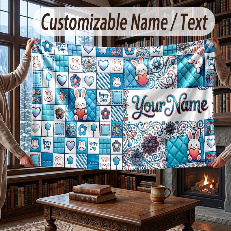 Neon Colorful Theme Throw Blanket Custom Name Text Personalized Blanket Soft Cozy Blanket for Home Sofa Bed