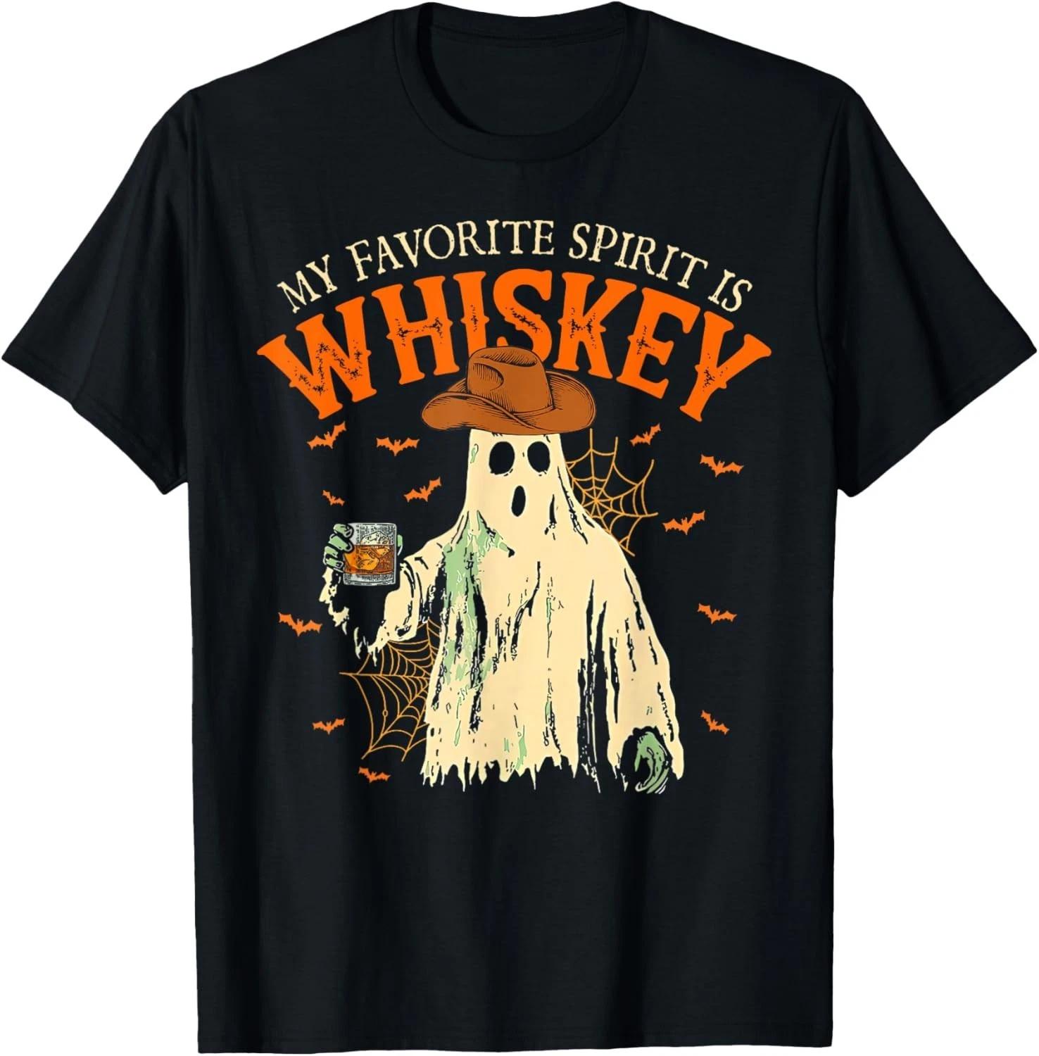 My Favorite Spirit is Whiskey Halloween Cowboy Ghosts Gift Unisex T-Shirt S