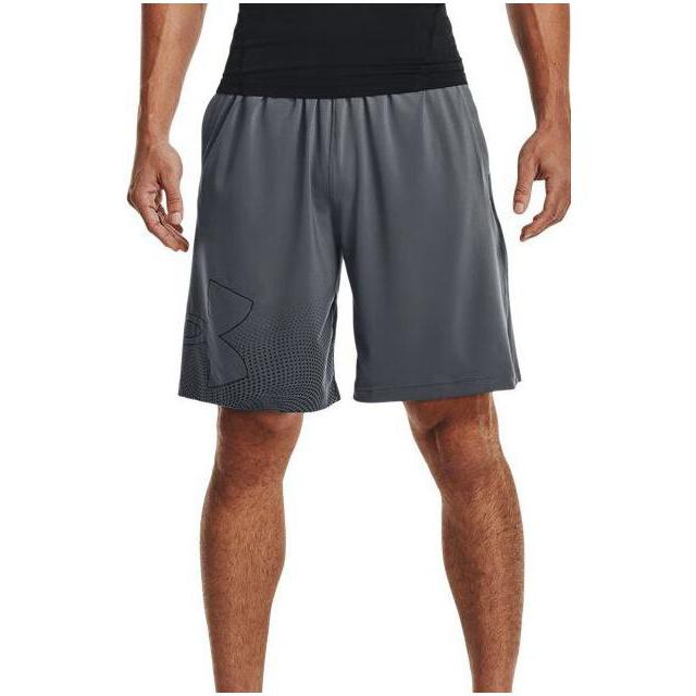 Under Armour Solid Color Straight Leg Shorts With Logo Print Men shorts Gray 1370376-012