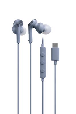 Audio Technica ATH-CKS330C Earphones with Mic, USB Type-C, Deep Bass, 1.2m Wired, In-Ear Type, for PC, Windows, Mac, and Android, Blue (ATH-CKS330C