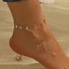 Copper Zircon Cold Wind Metal Double-Layer Anklet Female Niche Design Butterfly Gold Chain