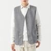 Men Waistcoat V-Neck Sleeveless Single-Breasted Vest Coat Solid Color Velvet Lined Warm Vest Jacket with Pockets