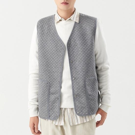 Men Waistcoat V-Neck Sleeveless Single-Breasted Vest Coat Solid Color Velvet Lined Warm Vest Jacket with Pockets