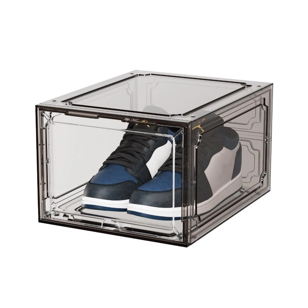 

New Transparent Basketball Shoe Box Acrylic Dust-proof Storage Box with Suction Anti-oxidation Shoe Cabinet Household Dormitory сірий