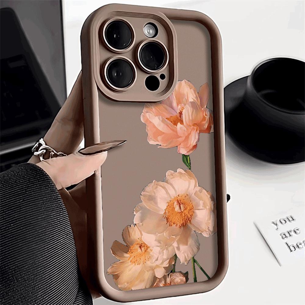 Peach Flowers Shockproof Phone Case For Samsung S25 FE Plus Ultra S24 S23 S22 S21 A70 A30 M33 Anti-Slip Soft TPU Cover
