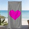 1pc Striped Heart Extra Large Beach Towel, Microfiber, Ideal for Seaside Pool Party Picnic, Perfect Valentine Summer Gift