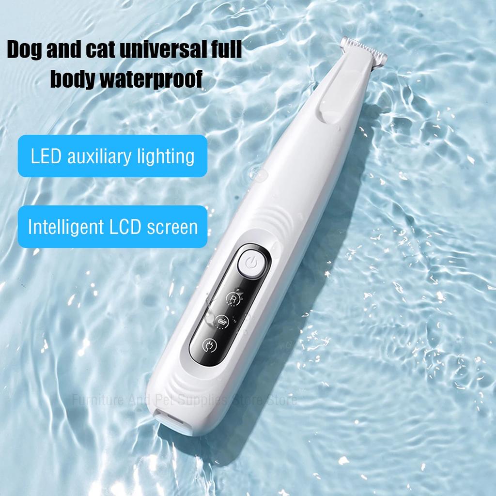 Neuer Hundepfotenschneider mit LED-Licht, vollständig wasserdichter Tierhaarschneider mit LED-Anzeige, Hundeschermaschine zur Fellpflege, 18 mm breite Klinge