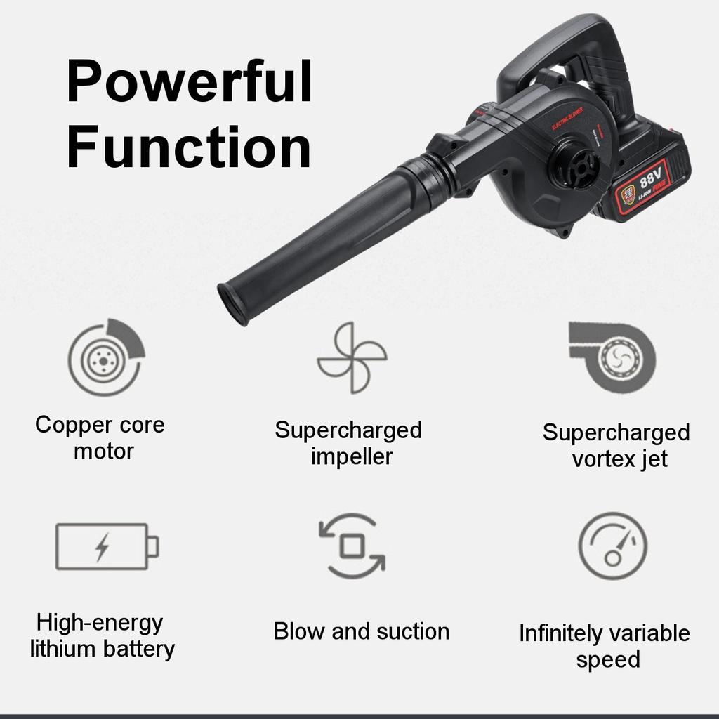 2 IN 1 1500W Cordless Electric Air Blower & Suction Portable Handheld Dust Collector Cleaner Power Tool