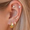 5PCS Stainless Steel Zircon Water Drop Small Hoop Earrings Set For Women 18K Gold Plated Hypoallergenic Piercing Earring Jewelry