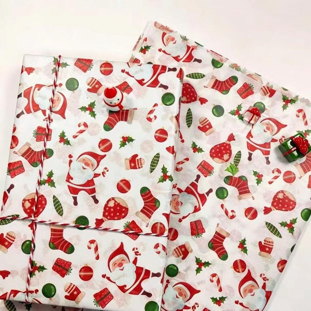 10 Sheets/Pack Cartoon Print Christmas Tissue Paper Bouquet Flower Wrapping Gift Wrapping