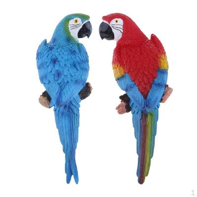 1 Paar Großer Papagei Vogel Ornament Harz Tiermodell Statuen DIY Rasenskulptur Baumdeko 31cm &